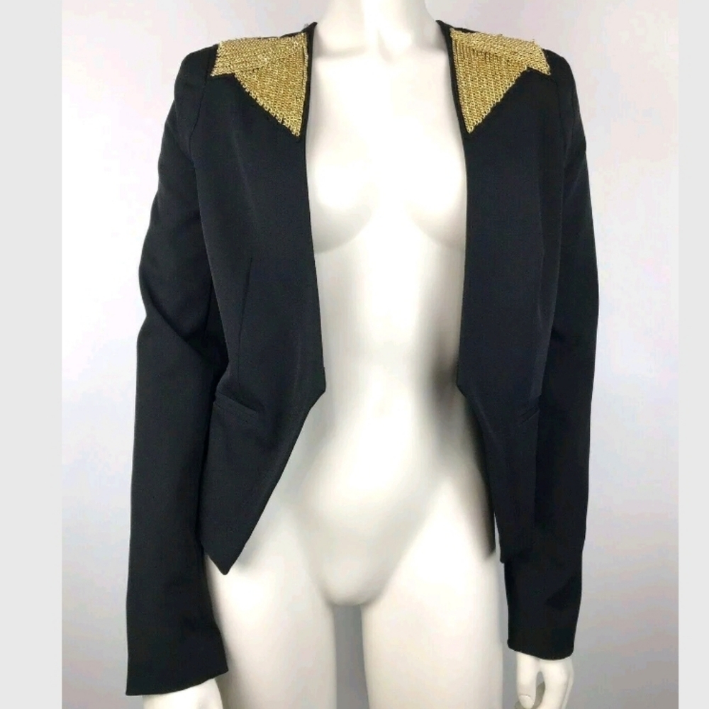 Worthington Women's Blazer Jacket Buttonless Gold